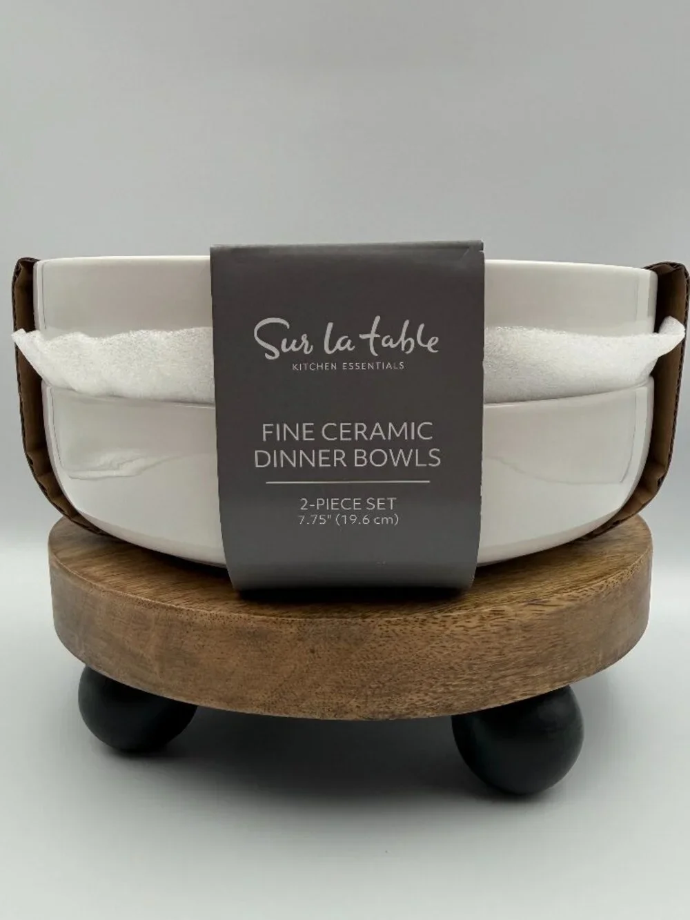 Sur La Table Fine Ceramic Dinner Bowls White Set of 2 Pasta 7.75